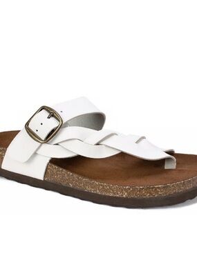 White Mountain White Braided Toe-Post Buckle Sandal
